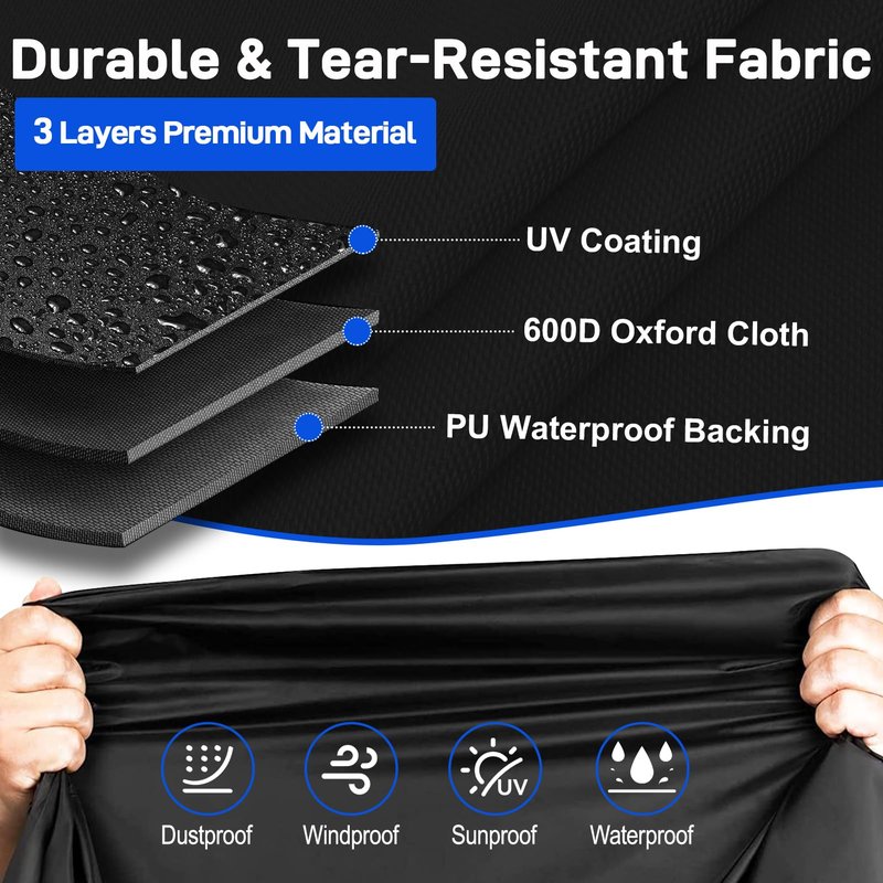 Mionovity Bass Boat Covers 17-19ft, 600D Heavy Duty Waterproof Boat Cover 17 18 19 Foot (17'-19' with Motor Cover), Fits V-Hull, Fishing, Runabout Bowrider Boat