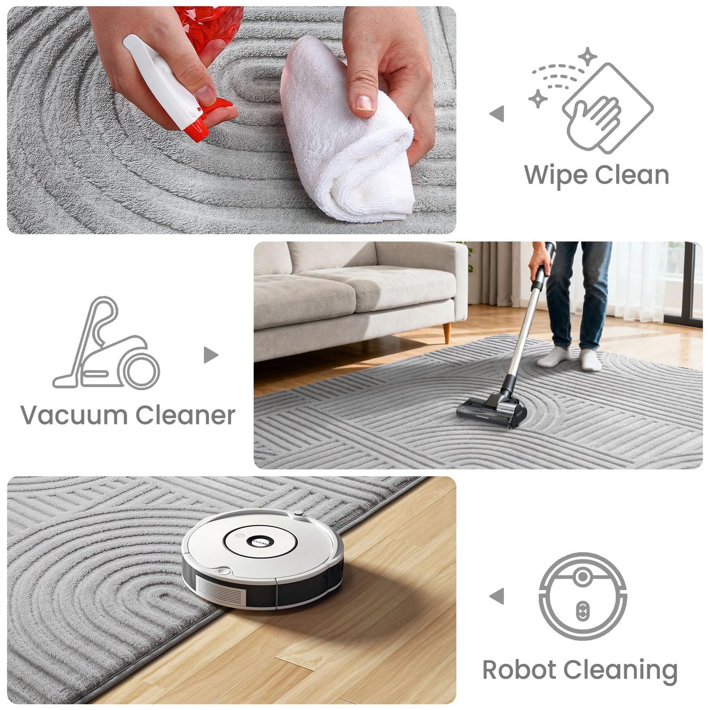 Sour Lemon Area Rugs 9x12 Living Room, Machine Washable Rugs for Bedroom, Soft Large Area Rug Modern Geometric, Non-Slip Grey Rug Carpet, Indoor Rug for Kids Room Dorm Office Home Decor Aesthetic