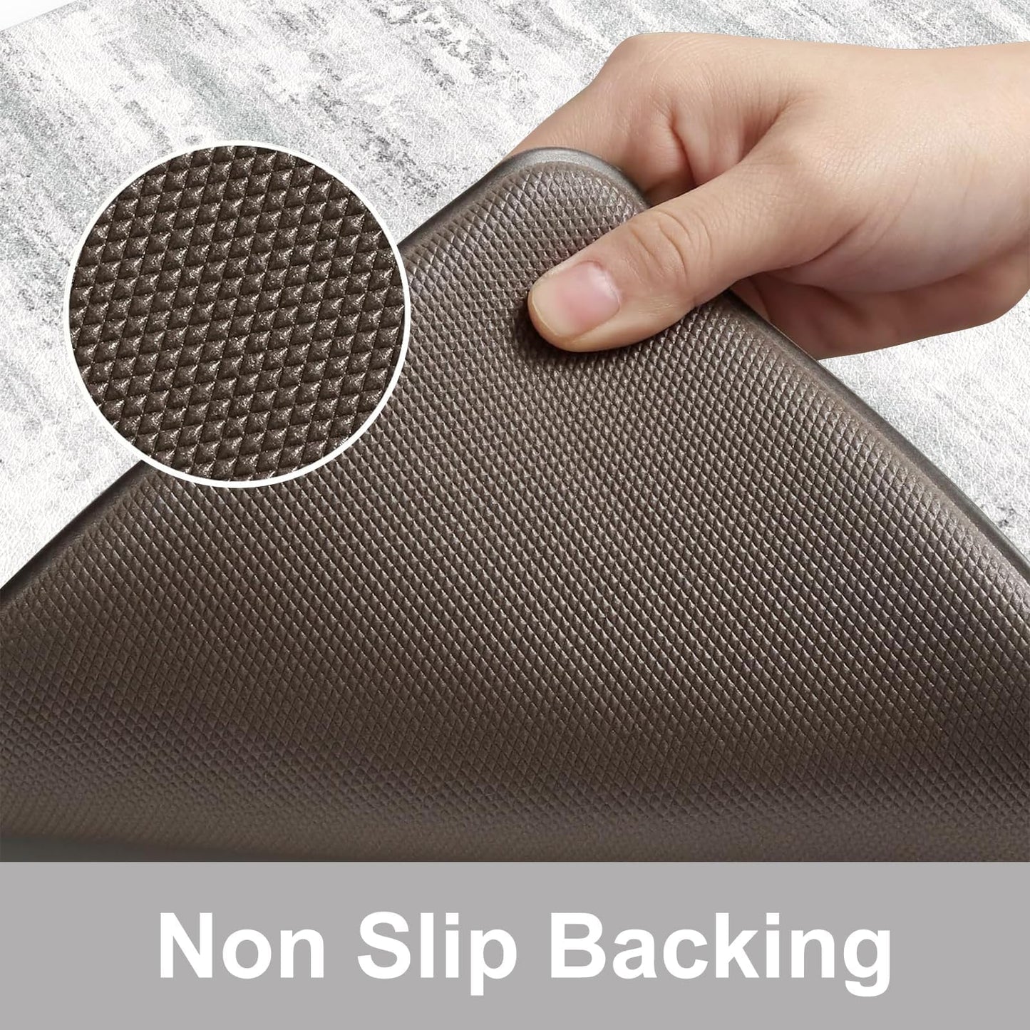 KIMODE Anti Fatigue Kitchen Mats for Floor, Abstract Half Moon Kitchen Rug 18"x28", Grey Ergonomic Standing Desk Mat, Memory Foam Kitchen Floor Mats for Laundry Office Sink