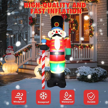 8 FT Giant Christmas Inflatables Nutcracker Outdoor Decorations, Nutcracker Soldier Inflatable with Led Lights Xmas Blow up Yard Decorations for Square Lawn Garden Patio Holiday Party Decor