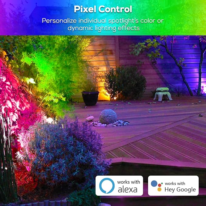 ZYAN 4 Pack 24W Smart Landscape Lights, Color Changing, Compatible with Alexa
