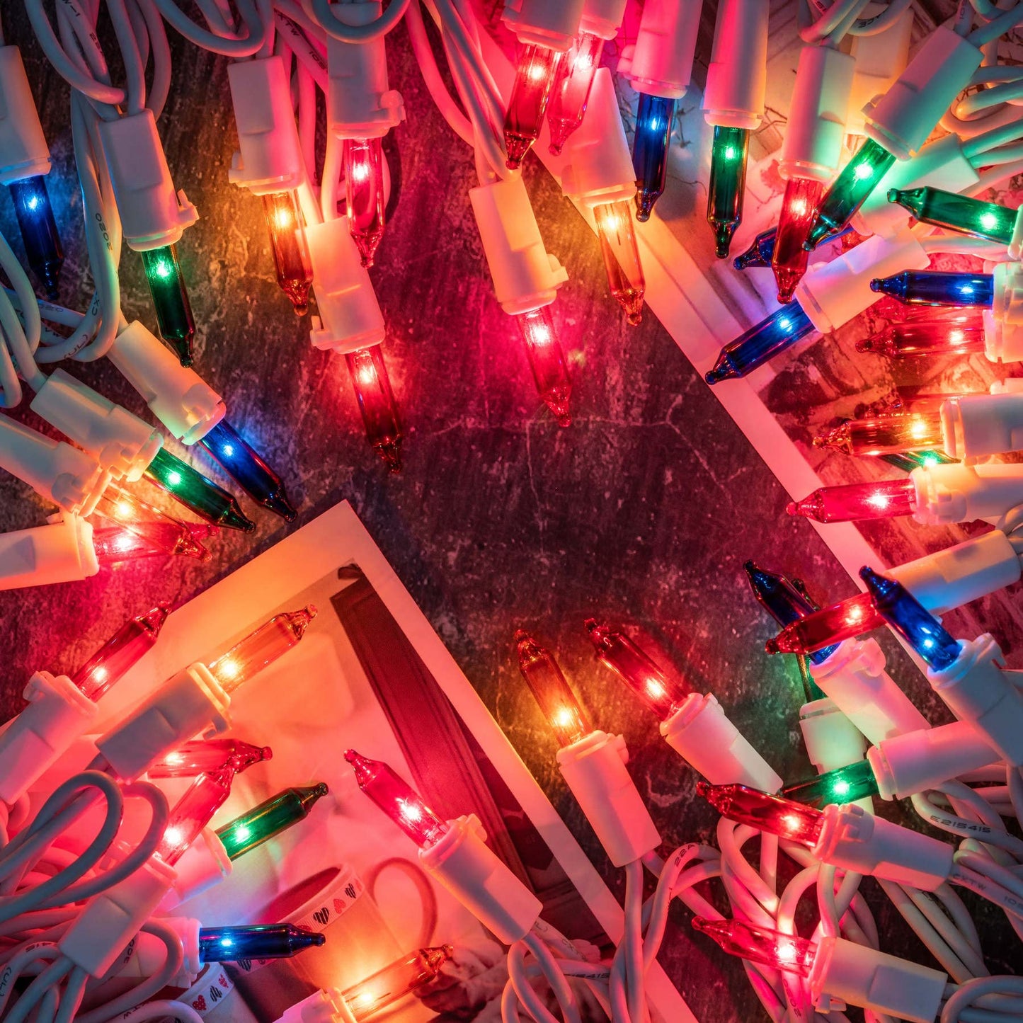 YULETIME 200 Multicolor Christmas String Light, 2-Set 33' 100 ct White Wire
