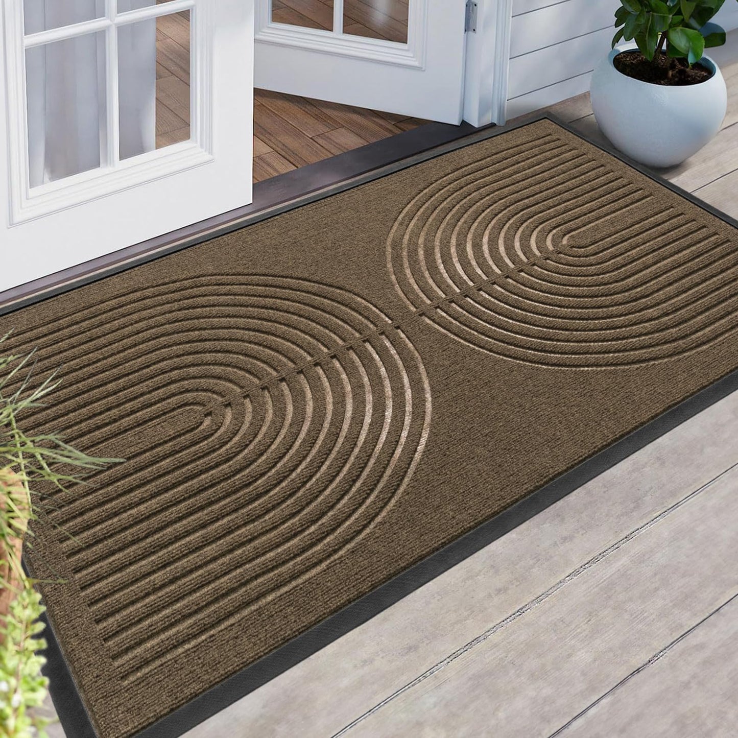 Heavy Duty Door mat Outdoor Indoor Entrance, Non Slip Welcome Mat, Natural Rubber Floor Mat for Entryway, Patio, Garage, Porch, 32"x47",Brown