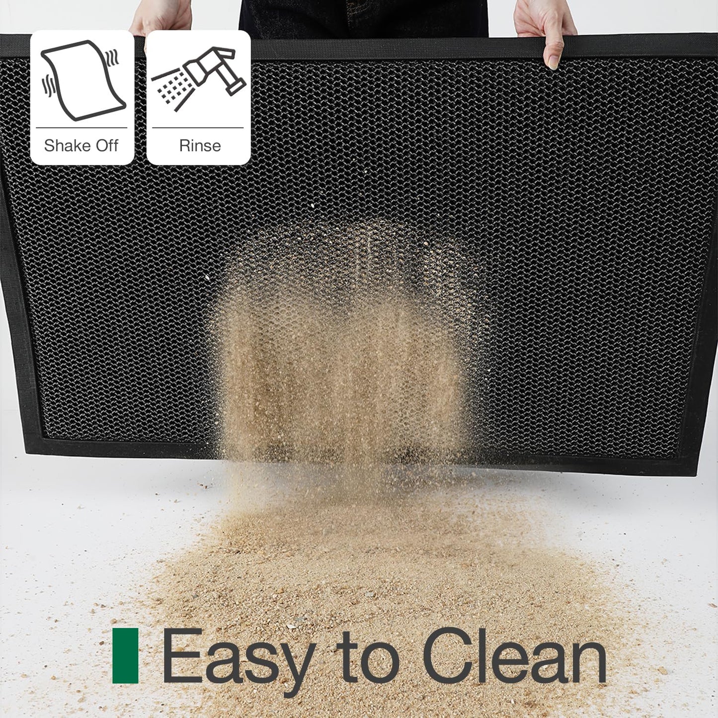 LUMI Front Door Mat for Outside Entrance 32''x47'', Heavy-Duty Dirt-Trapping Doormat with Durable Non-Slip Rubber Backing, Stain & Fade-Resistant Entry Mats, Black