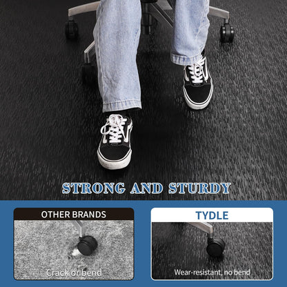Office Chair Mat, TYDLE 59"x75" Large Chair Mat for Hard Floor, Vinyl Mat for Gaming Chairs, Slip Resistant Rolling Computer Under Desk Mat for Hardwood Floor, Black