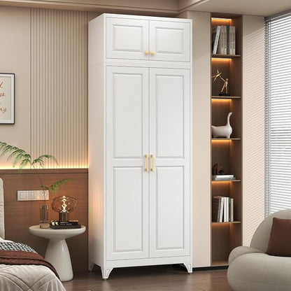 Polup Metal Wall Cabinet, Upper Cabinet for Wardrobe, Small Top Storage Cabinet for Bedroom, Living Room, White, 18" D x 32" W x1 5" H - Assembly Required