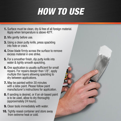 DAP Patch-N-Paint Lightweight Spackling, White, 8 Oz (7079801602)