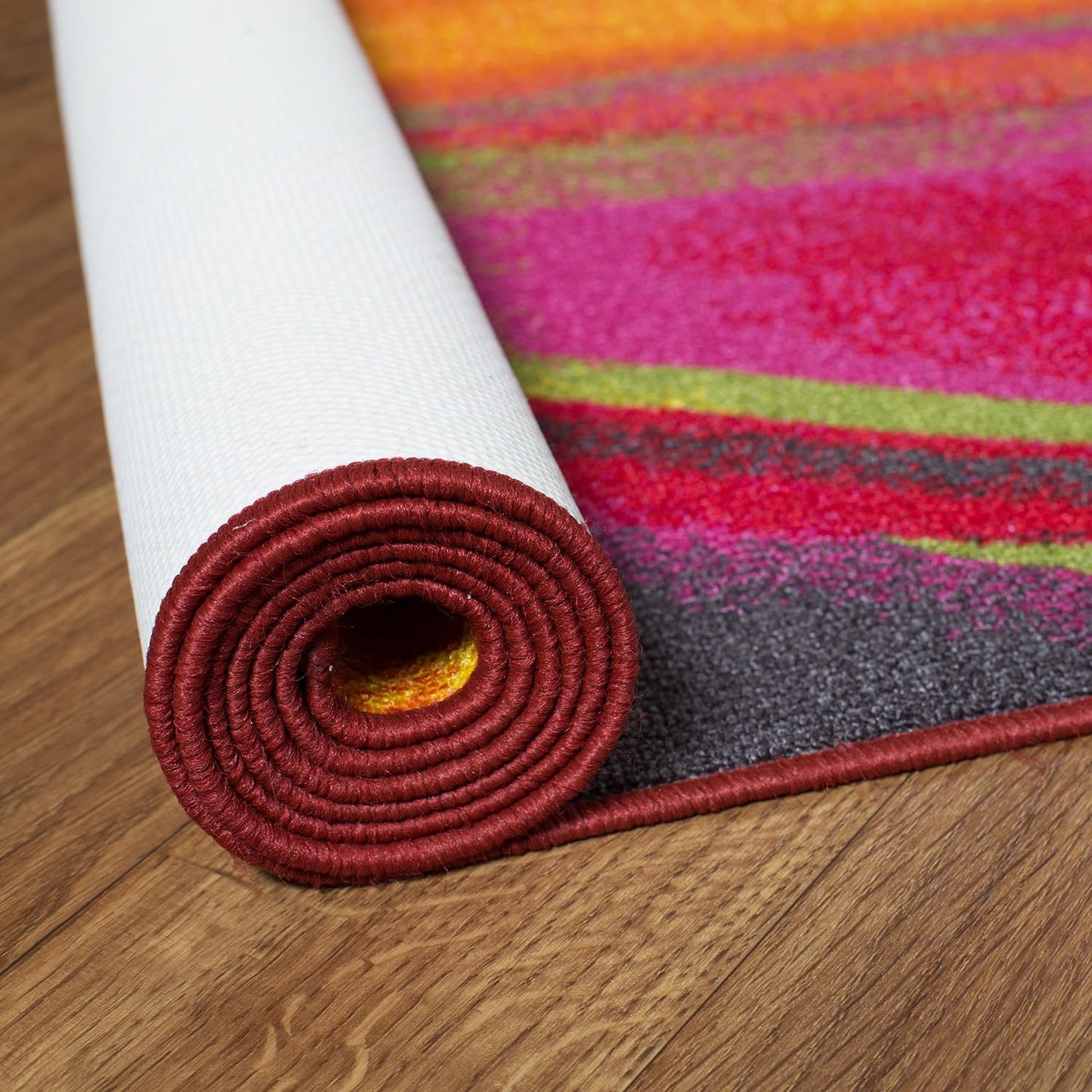 Rugshop Modern Contemporary Waves Non-Slip (Non-Skid) Area Rug 5 X 7 (5' 3" X 7' 3") Multi
