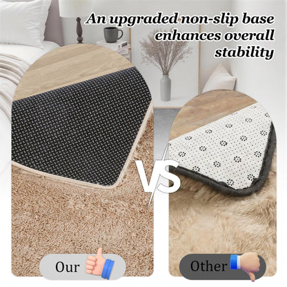 8x10 Area Rugs for Living Room Bedroom: Ultra Soft Fluffy Shag Rug Upgrade Non-Slip Non-Shedding Large Fuzzy Plush Carpet Indoor Floor Carpets for Kids Room Playroom Nursery Dorms Home Decor Beige
