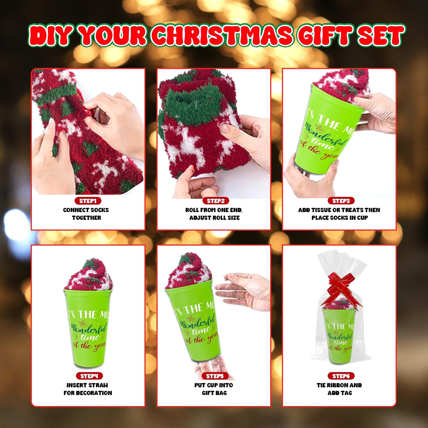 36 Pcs Christmas Bulk Gifts for Coworkers Funny Christmas Cupcake Fuzzy Socks for Women Include 12 Fluffy Socks 12 Coffee Cup 12 Pull String Bows 20 Bag for Winter Xmas Birthday Holiday DIY Gift Bulk