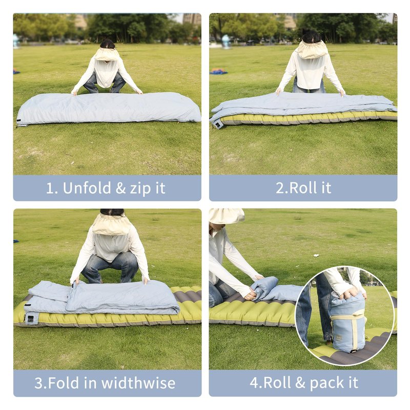 NewDoar Ultralight Backpacking Sleeping Bag - 50-70°F, 1.5lbs, Waterproof & Machine Washable, 2-Way Zipper for Teens,Couples,Women,Men Compact for Hiking/Camping (Blue,Medium)