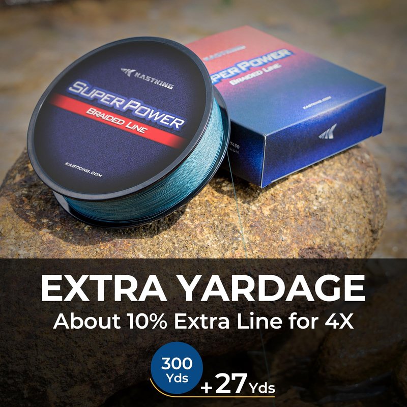 KastKing Superpower Braided Fishing Line, Black, 40LB, 300+27 Yds