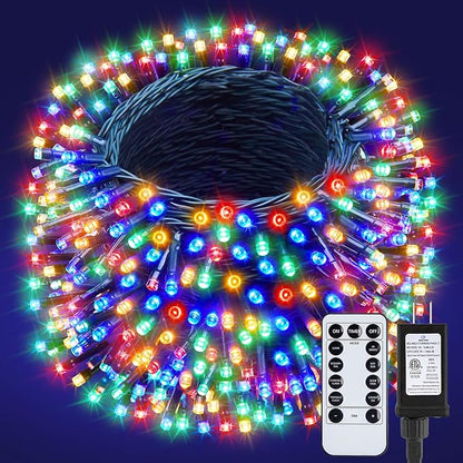 Minetom 205Ft Christmas String Lights, 600 LEDs Twinkle Christmas Tree Lights String- 8 Lighting Modes Fairy Lights for Christmas Trees Indoor Outdoor Holiday, Multicolor