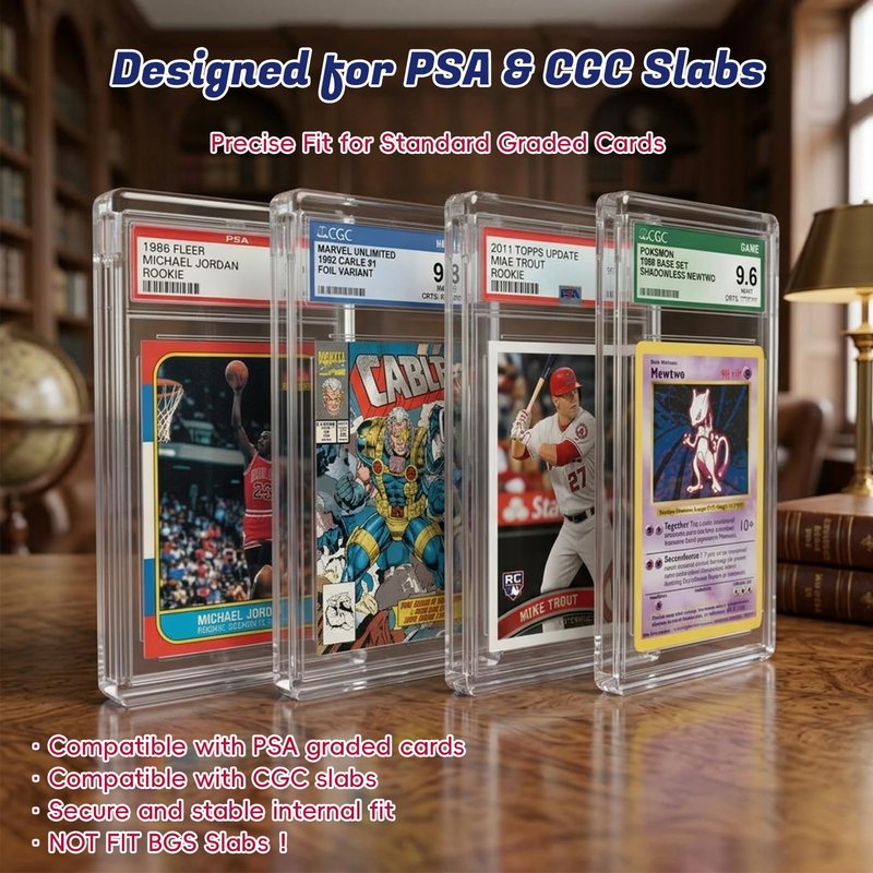 PSA Slab Display Case – 1inch Thick Acrylic Graded Card Display Case with Magnetic Lid, Clear Slab Protector Compatible with PSA & CGC, Card Slab Case for Graded Cards
