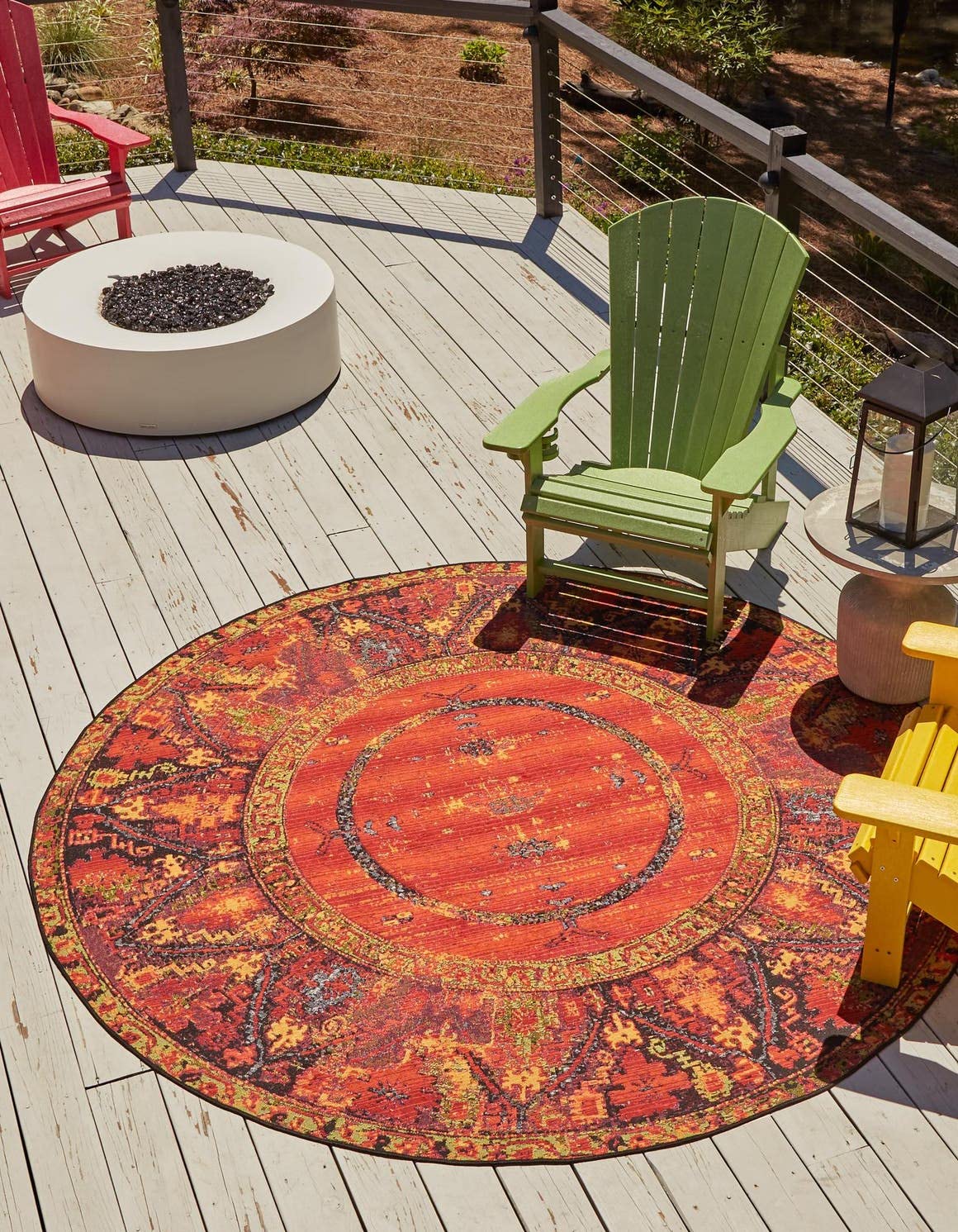 Unique Loom Outdoor Tribal Collection Area Rug - Quepos (4' 1" Round, Multi/ Black)