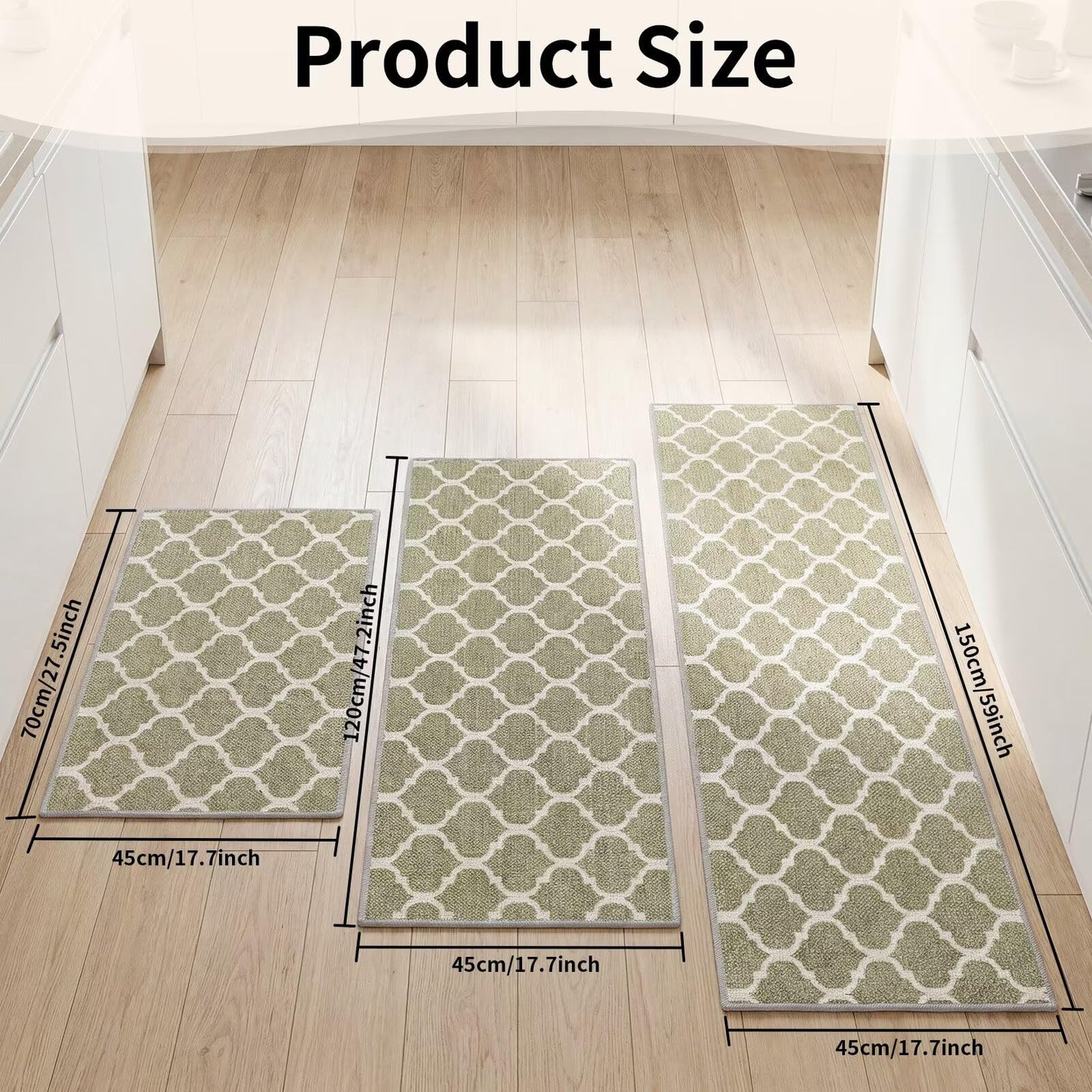 LixoTy Washable Non Slip Kitchen Rugs: Kitchen Runner Rugs Non Skid Washable Absorbent Comfort Standing Kitchen Mats with Rubber Backed, Rugs for Kitchen Floor, Sink, Laundry, Office (Kaqi 17''*47'')