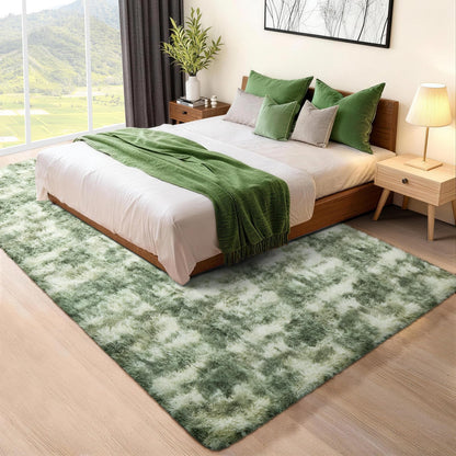 Ophanie Green and White Area Rugs for Living Room 5x7, Sage Green Fluffy Shag Large Fuzzy Plush Soft Carpets, Floor Shaggy Rugs for Bedroom, Carpet for Kids Girls Dorm Nursery Home Decor Aesthetic