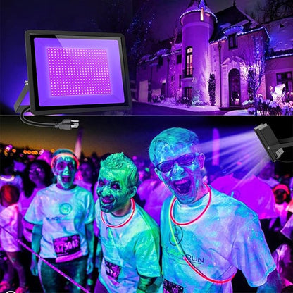 Black Lights 500W LED Black Flood Light with Plug(6ft Cable) for Body Paint, Fluorescent Poster, Neon Glow in The Dark Night