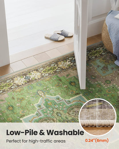 AMADA HOMEFURNISHING 8x10 Area Rug for Living Room, Vintage Washable Area Rug Low-Pile & Non-Slip Carpet for Bedroom Dining Room Nursery Home Office, Green