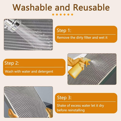 20x25x1 Air Filter, Reusable Air Filter - MERV 8, Washable Aluminum Permanent Electrostatic Filter - Long Service Life - For - Home and Office HVAC, Fireplace Systems (20x25x1)
