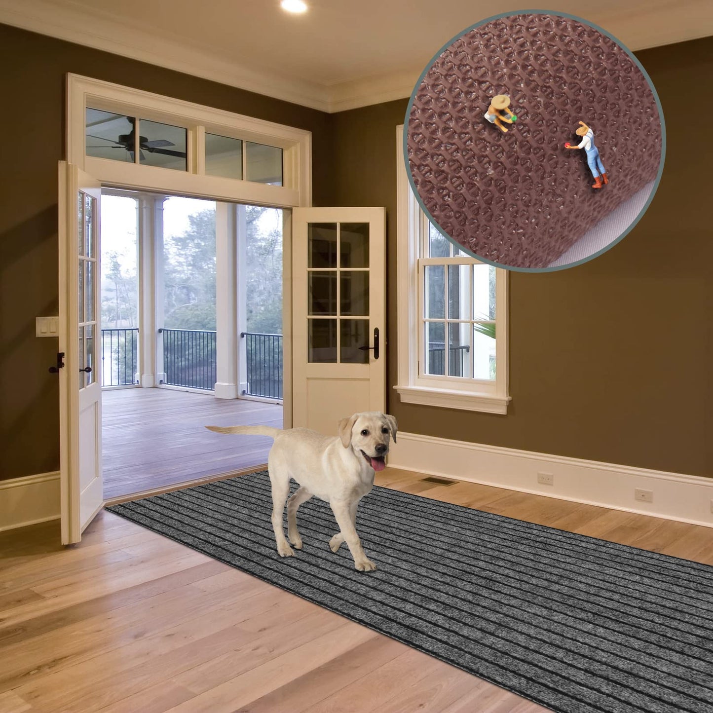 Custom Size Runner Rug 2 ft x 6 ft, 2-82ft Carpet Runners Hallway Entryway Kitchen Garage Laundry Room Area Rugs with Non-Slip Rubber Backing, Gray with Black Stripe