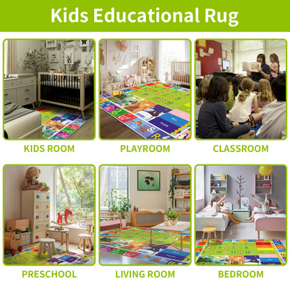 SXHYSM ABC Rug for Kids Playroom,Toddler Alphabet Carpet Washable for Baby Room,Classroom,Play Room,Floor,Bedroom (2.6×4ft)
