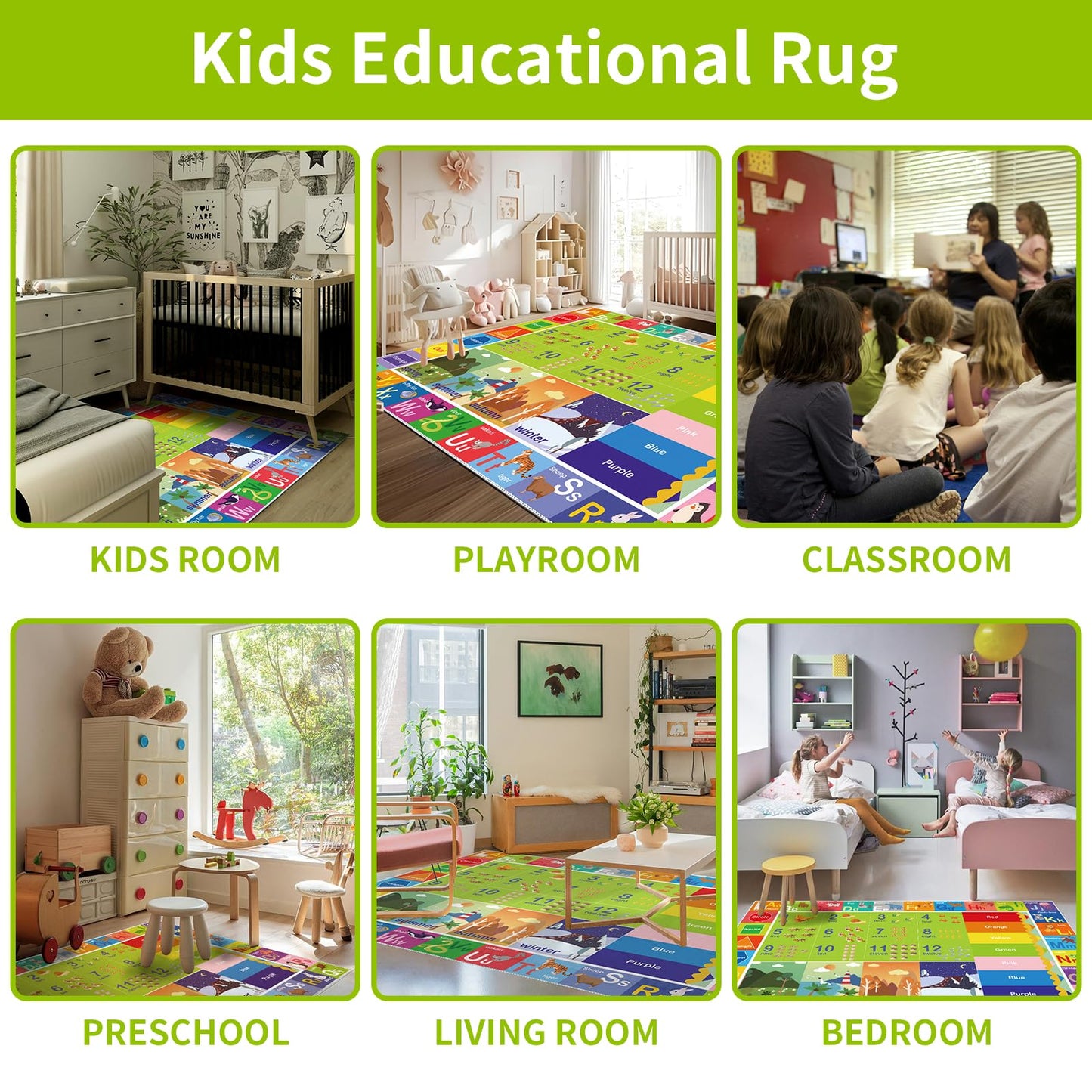 SXHYSM ABC Rug for Kids Playroom,Toddler Alphabet Mats Washable for Baby Area,Classroom,Play Room,Floor,Nursery(4×6ft /48×72in)
