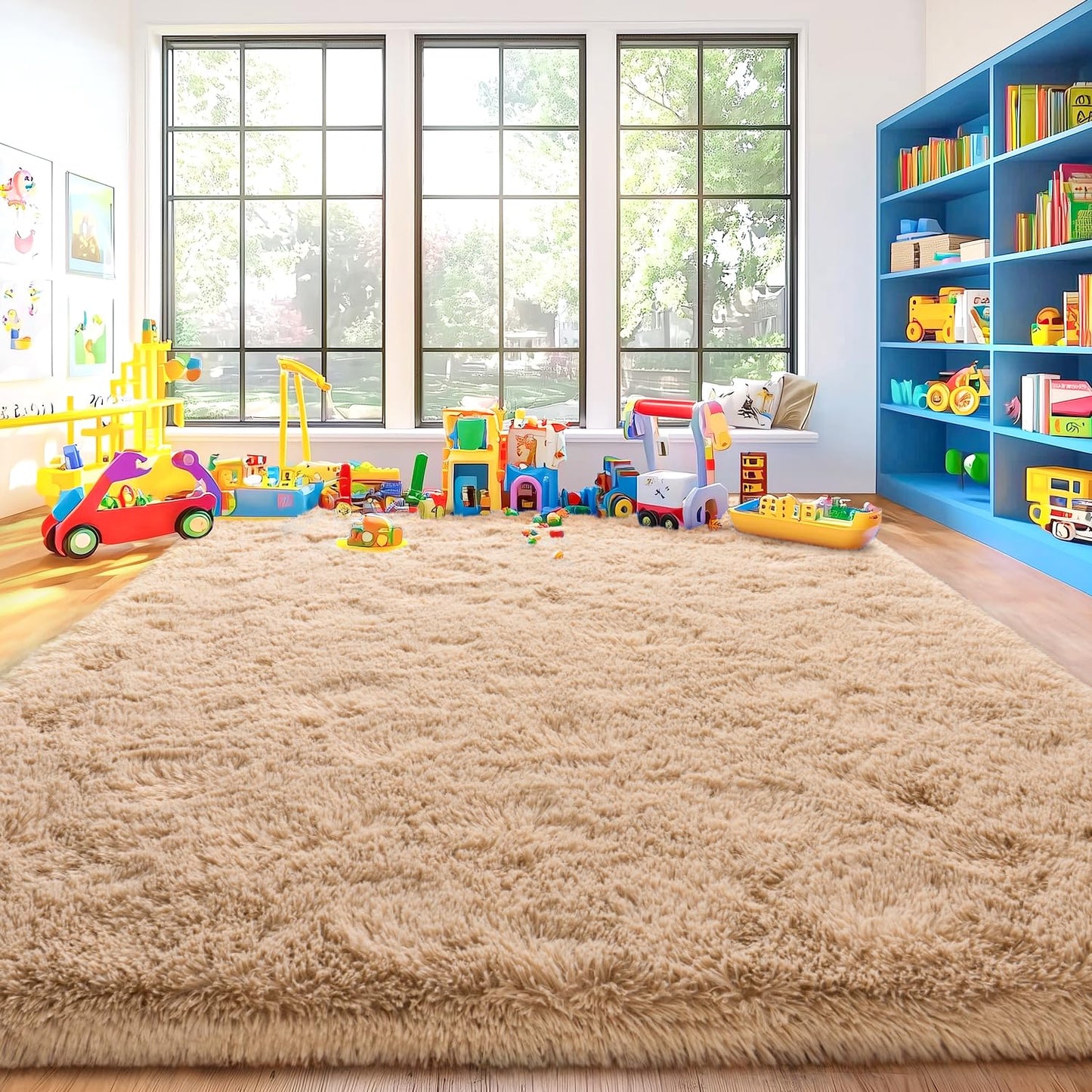 Area Rugs for Living Room, Soft Shaggy Carpets for Living Room, Fuzzy Rugs for Kids' Room, Perfect Decor for Modern Home Camel 4x6 Feet
