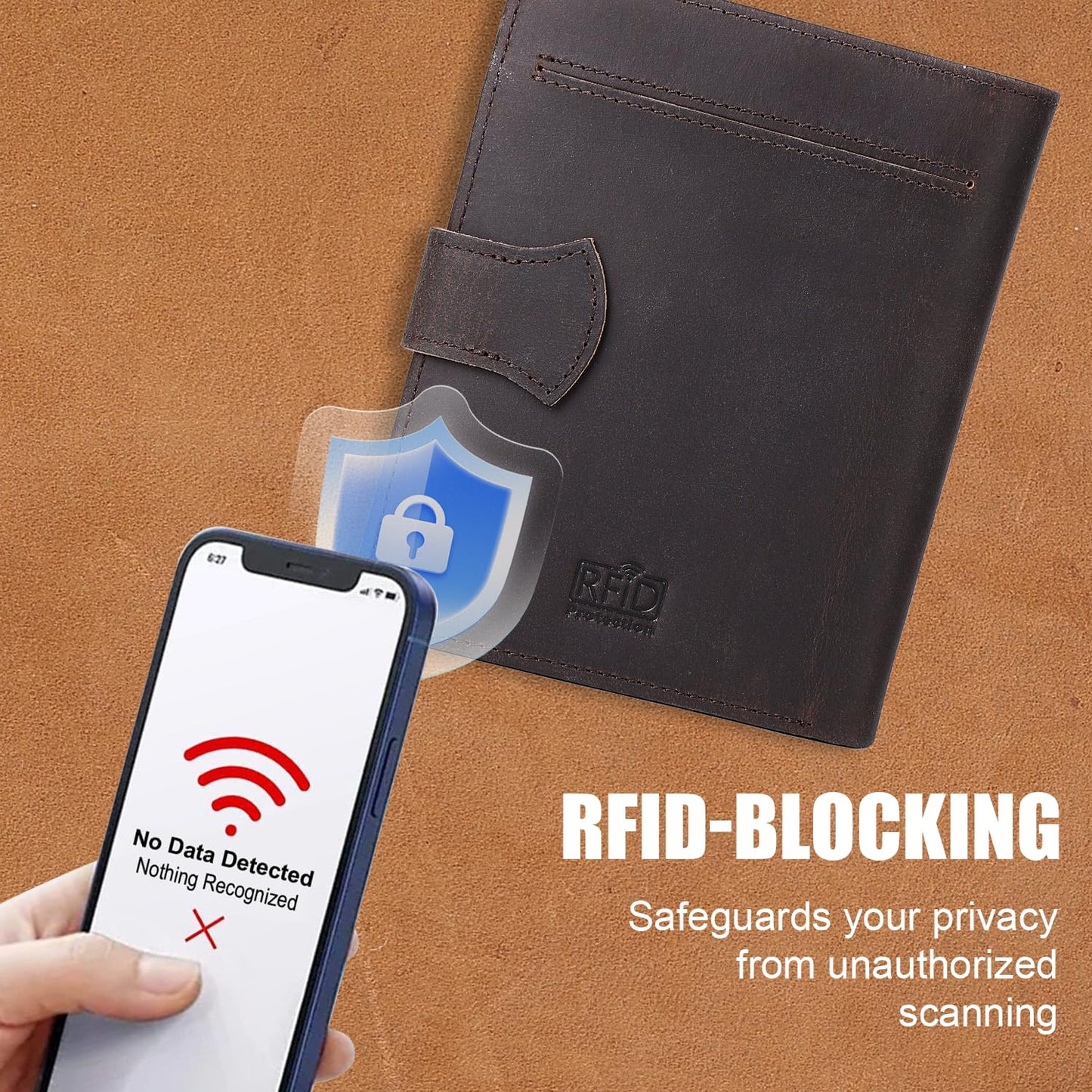 Retroreo Vitus Full Grain Leather Passport Wallet, Travel Document Organizer with RFID Blocking, Dual Passport Slots, Dual Cash Pockets, Multiple Card Holders, a 60-Page Travel Notebook & Pen Included