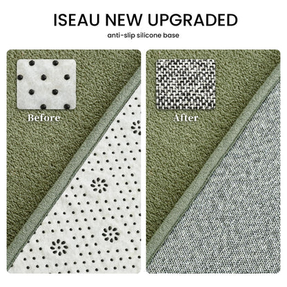 ISEAU 4x6 Rug for Bedroom, Soft Memory Foam Carpet with Upgraded Non-Slip Silicone-Grip Bottom, Fluffy Shaggy Machine Washable Rugs for Living Room Kids Boys Girls Dorm Nursery Office Playroom, Green