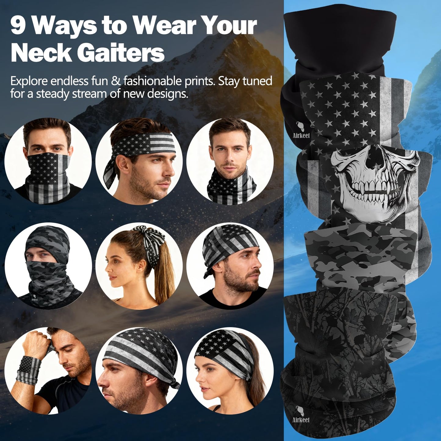 Breathable Neck Gaiter UPF 30+ Sun Protection Face Mask for Men & Women