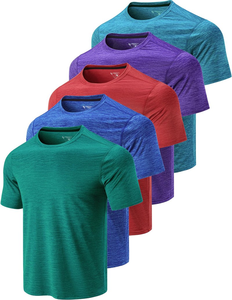 5 Pack Men’s Active Quick Dry Crew Neck T Shirts | Athletic Running Gym Workout Short Sleeve Tee Tops Bulk (Set 9, 4X-Large)
