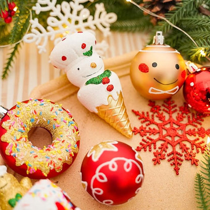 SHareconn 86pcs Christmas Tree Balls Ornaments, Shatterproof Plastic Decorative Baubles for Christmas Tree Decorations, Holiday Wedding Party Decoration, Festive Ornaments, Red Green White