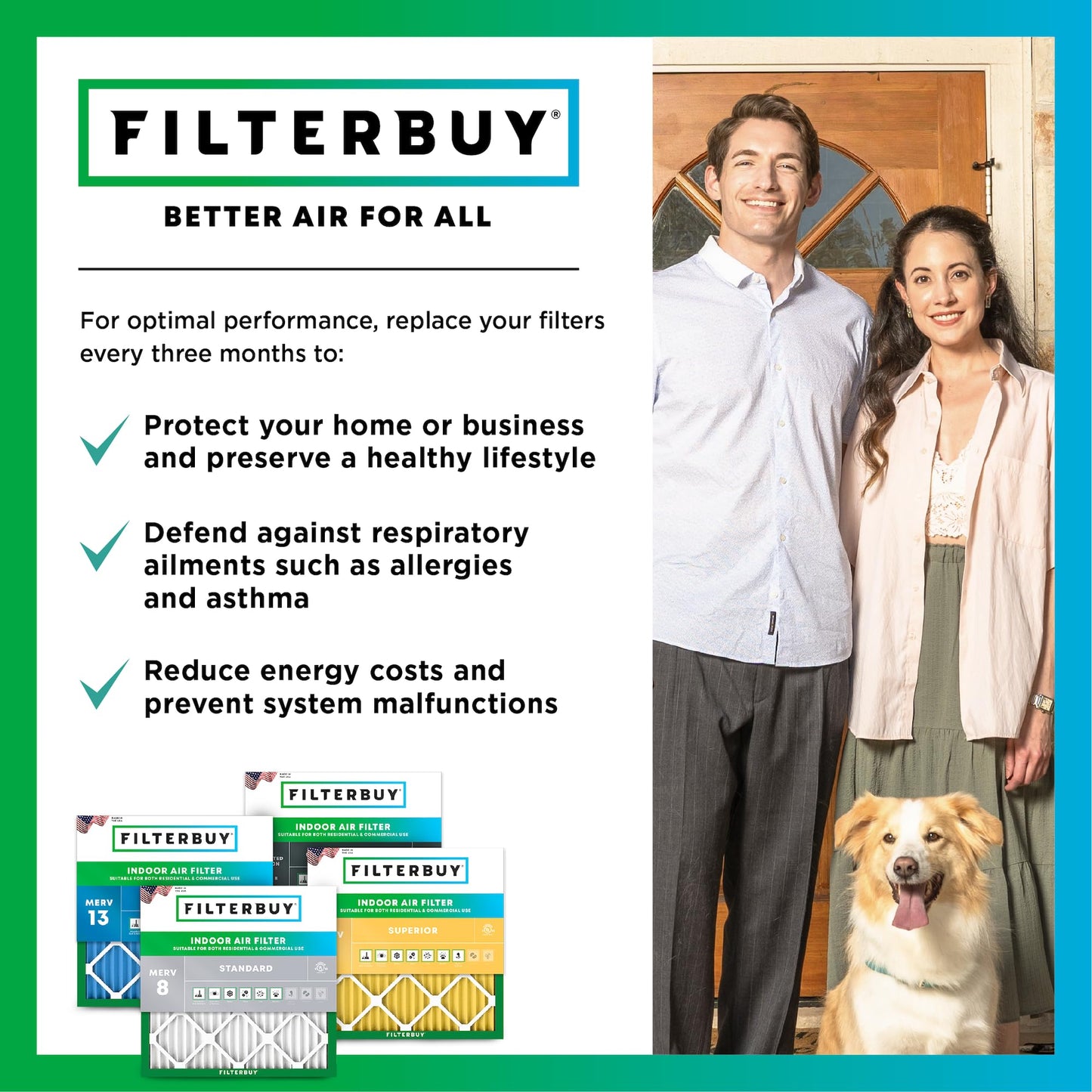 Filterbuy 13x21.5x1 Air Filter MERV 8 Essential Dust & Allergy Defense (2-Pack), Electrostatic Pleated HVAC AC Furnace Filters Replacement, Made in USA (Actual Size: 12.88 x 21.50 x 0.75)