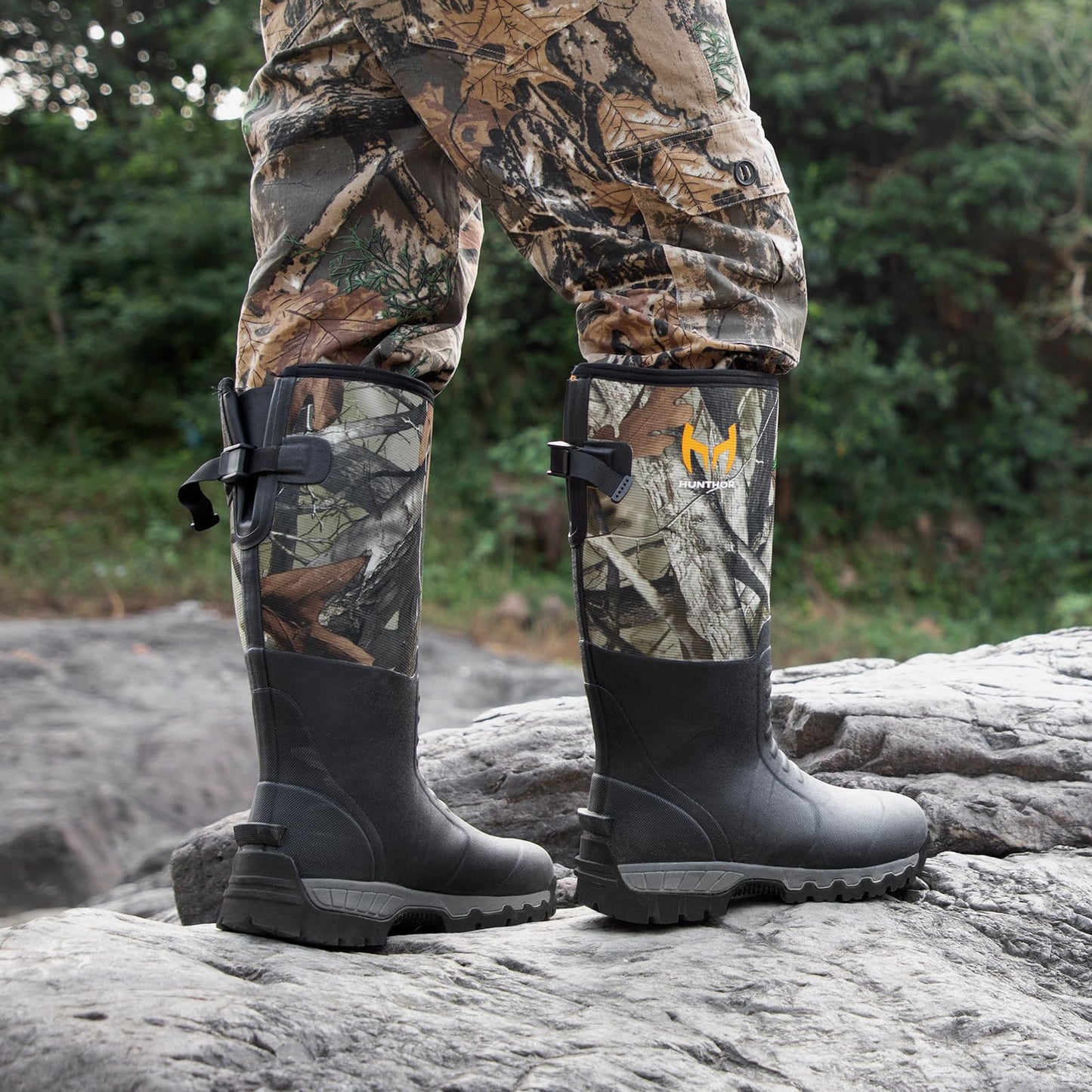 Hunthor Snake Boots for Men, Waterproof Hunting Boots, Insulated Rubber Boots, 6mm Neoprene Work Boots for Outdoor, Farming, Gardening and Fishing
