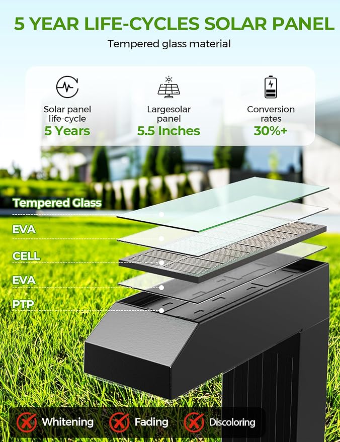 Solar Pathway Lights Outdoor 8 Pack, 3 Color in 1 Bright Landscape Lighting with Cool/Warm/Daylight White Modes, Auto On/Off, IP65 Waterproof for Yard Garden Patio Walkway Sidewalk Lawn Decor