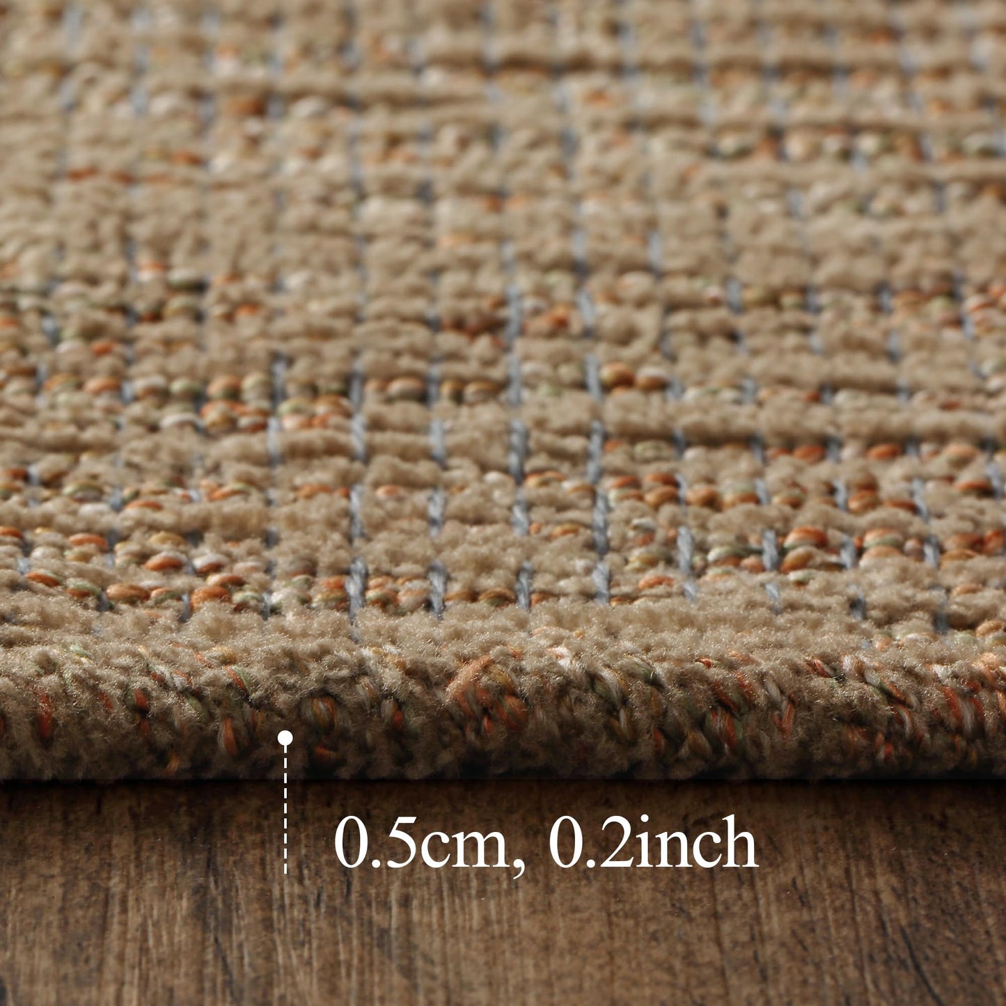 GENIMO 4X6 Neutral Area Rugs for Living Room, Hand Woven Machine Washable Non Slip Textured Soft Rug, Handmade Rustic Braided Low Pile Rugs for Farmhouse, Bedroom Office Rug in Jute Color