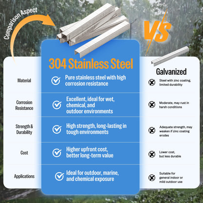 meite 20 Gauge 304 Stainless Steel Upholstery Staples, 1/2-Inch Crown with 1/2-Inch Leg Length, Heavy Duty Staples for Construction, Furniture, Crafts & DIY Projects (1 Box)