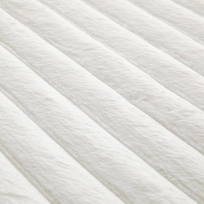 White Rabbit Striped Plush Rug 8'x10', Fluffy Shaggy Area Rug for Nursery & Kids Room, Faux Fur Carpet for Girls Bedroom, Living Room, Teen Decor