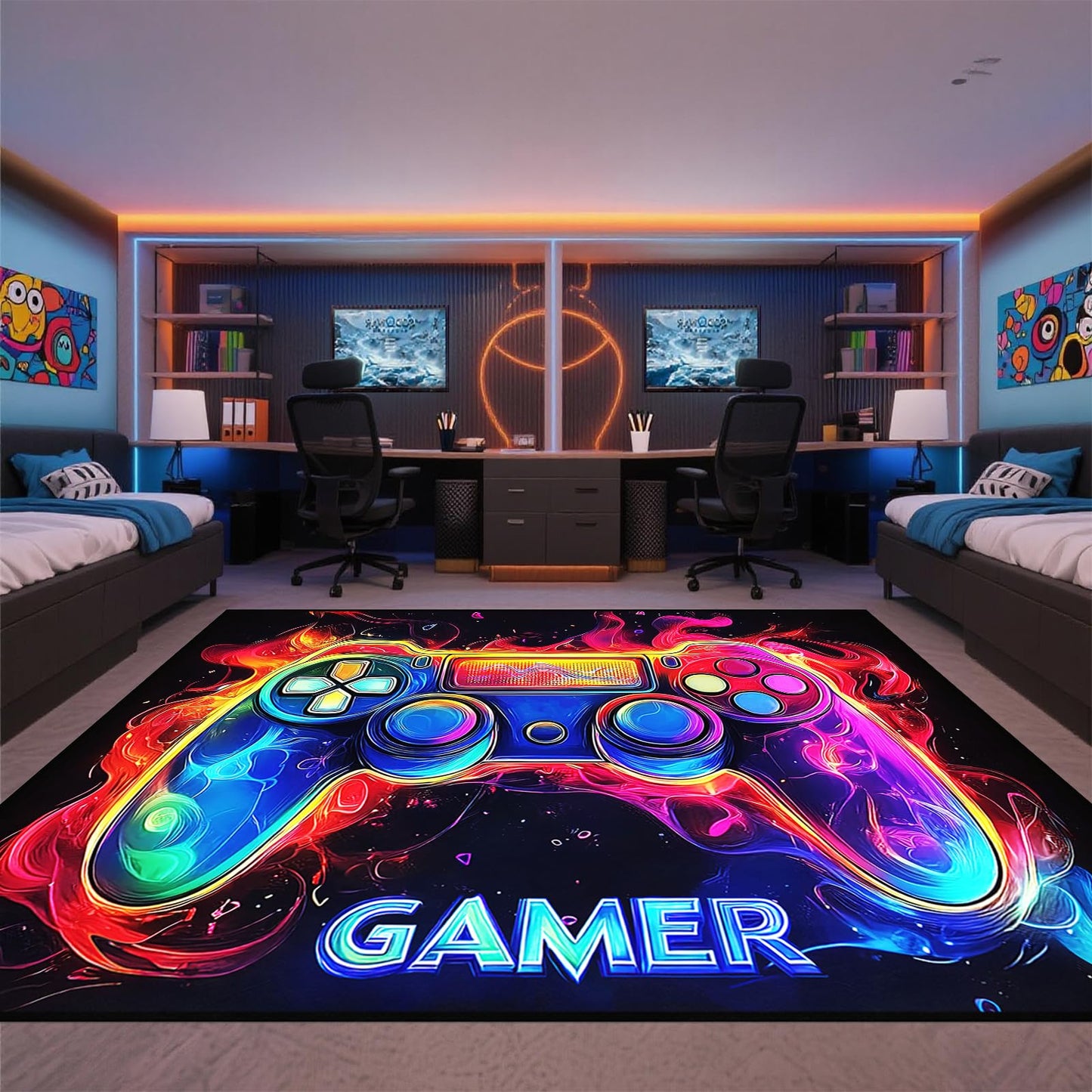 6×8 Gaming Rug for Boys Room - Gamer Area Rug for Boys Bedroom Games Themed Kids Room Decor Gaming Carpet Rugs Oversized