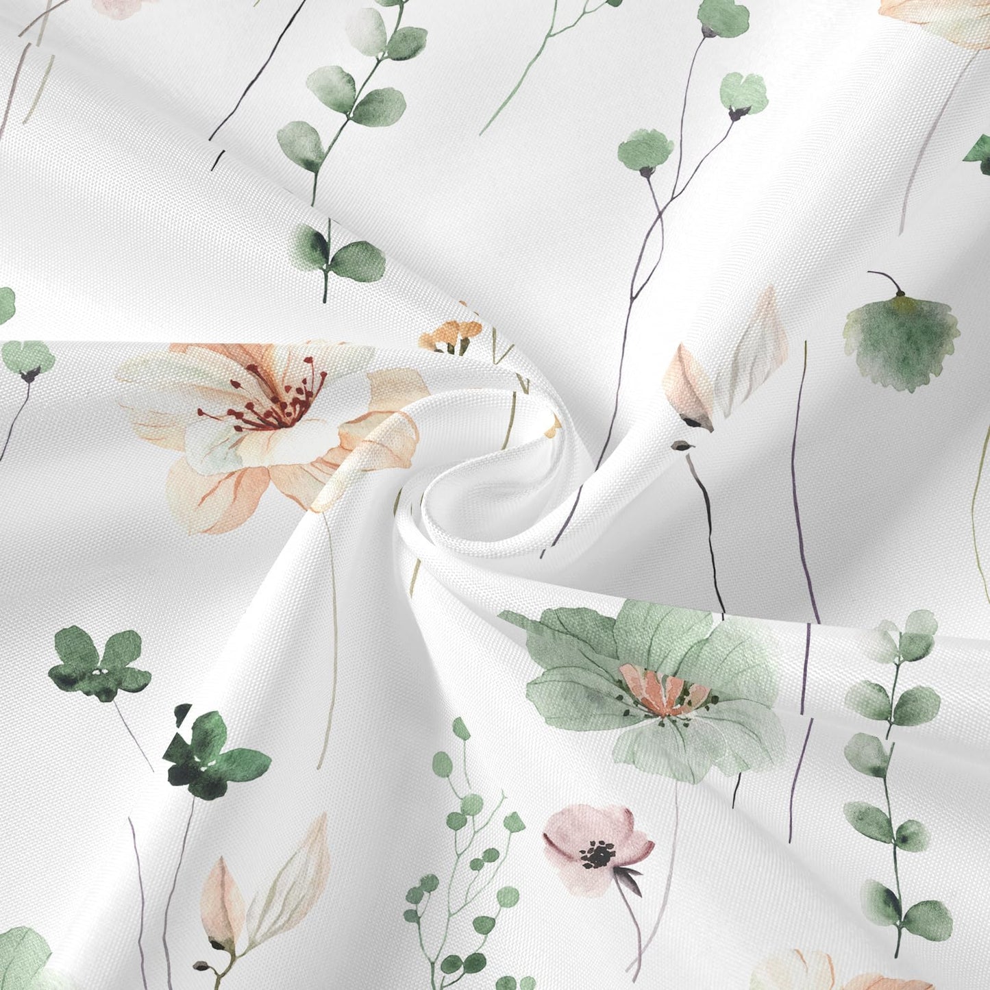 Gibelle Floral Bath Mat Rug (17"x24", Sage Green) 3 in 1 Shower Curtain Set, Sage Green Watercolor Floral Bath Curtain and PEVA Liner Set with 12 Double Sided Steel Hooks,72x72