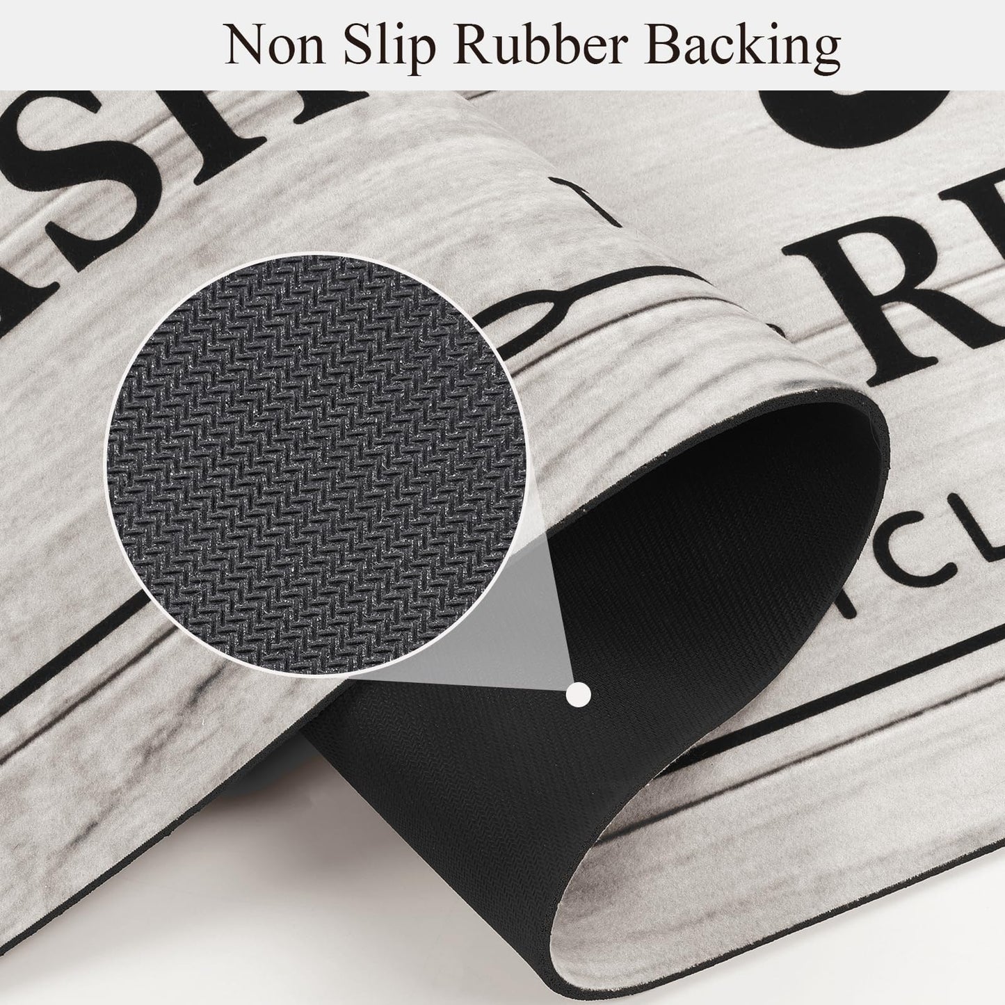 Pauwer Laundry Room Rug Runner 20"x60" Waterproof Rubber Laundry Mat Non Slip Kitchen Mats for Floor Washable Floor Mat Runner Rug for Farmhouse Mudroom Washroom Bathroom Decor