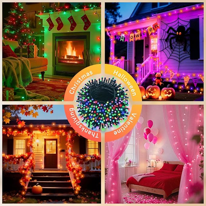 LitHome 164FT 500 LED Color Changing Christmas String Lights Outdoor, 35 Colors RGB Christmas Lights with Remote, Dimmable Led String Light Plug in, Xmas Tree Light Indoor for Holiday Party Decor
