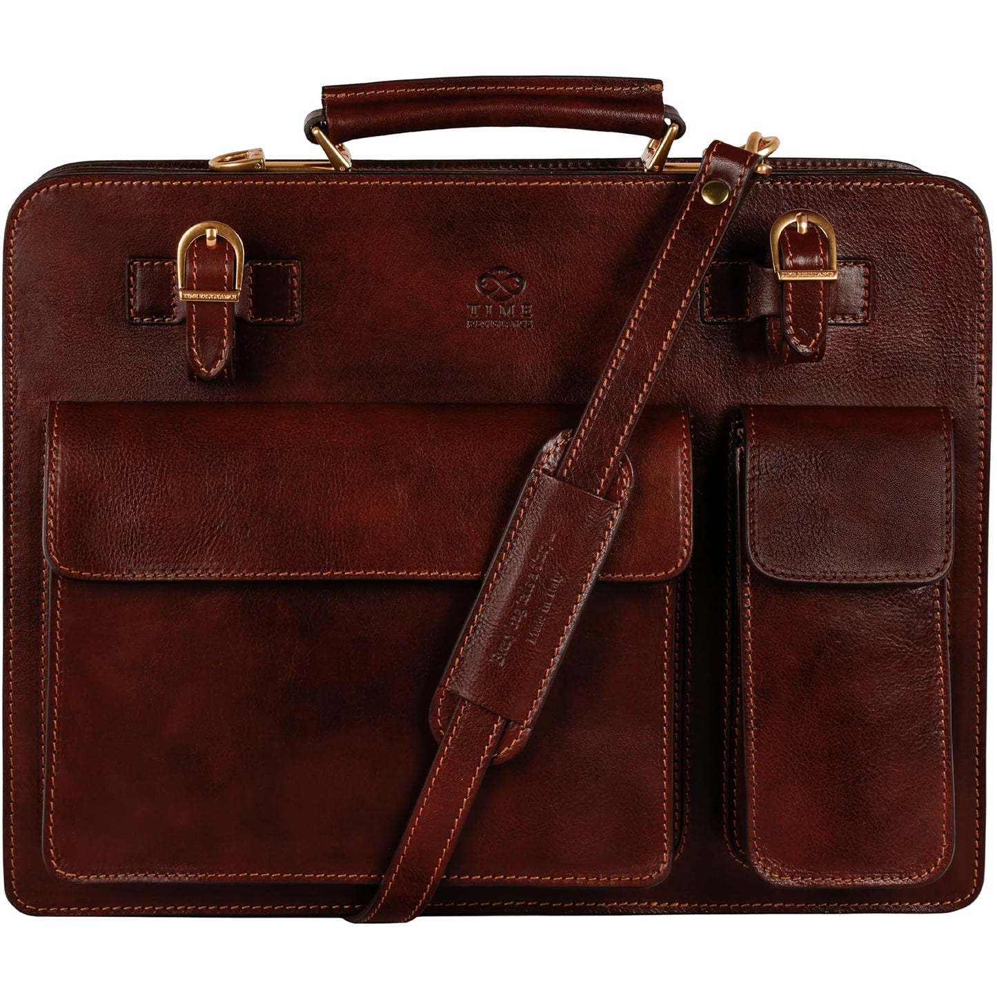 Time Resistance Leather Briefcase - Classy Leather Bag for Men - Business Briefcase - Vintage Bag made in Italy