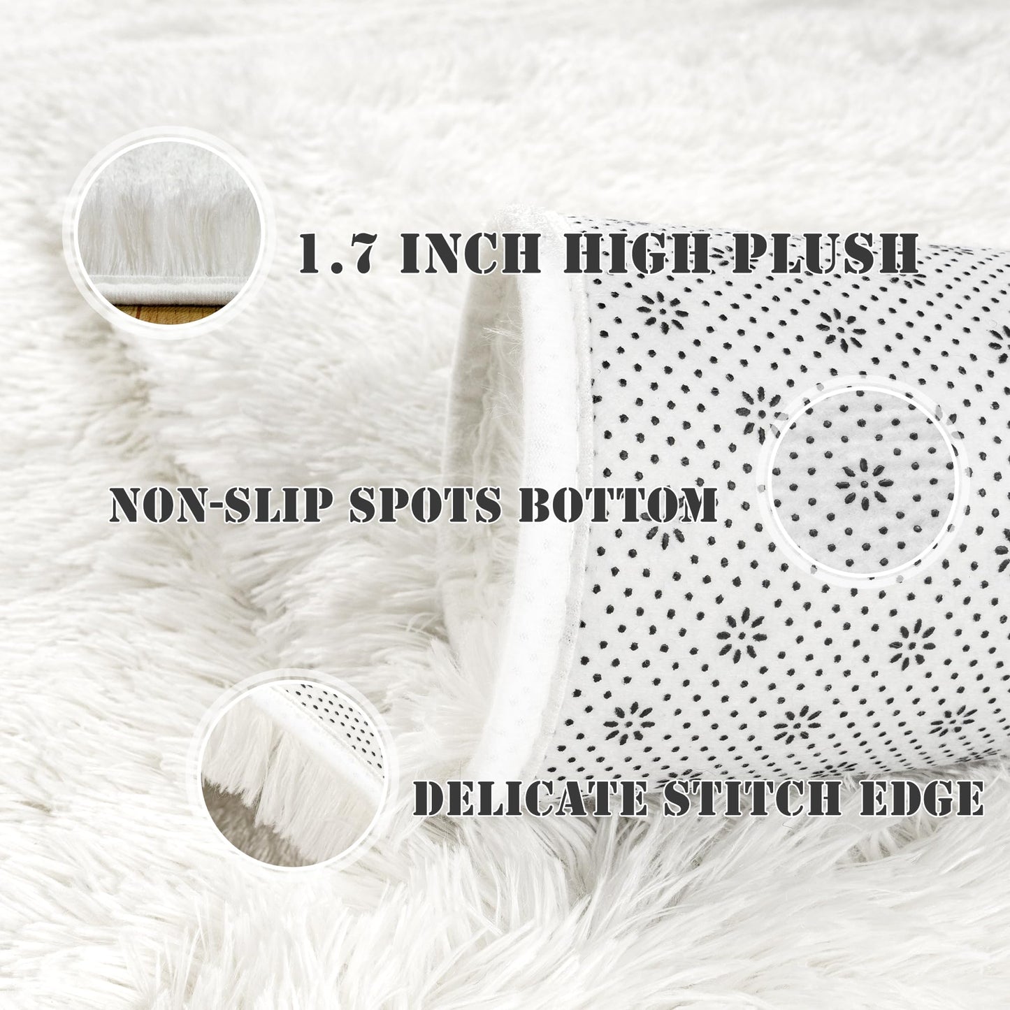 Ultra Fluffy Rug for Living Room Bedroom, 5x7 Fuzzy Large Area Rug for Living Room, Plush Soft Shag Carpet for Girl Boy Kids, Non Slip Rug Modern Indoor Home Decor Aesthetic, Cream White