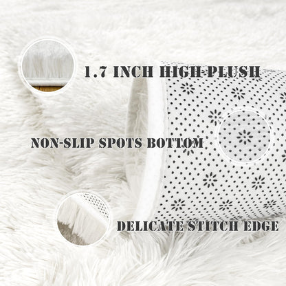 Ultra Fluffy Rug for Living Room Bedroom, 5x7 Fuzzy Large Area Rug for Living Room, Plush Soft Shag Carpet for Girl Boy Kids, Non Slip Rug Modern Indoor Home Decor Aesthetic, Cream White