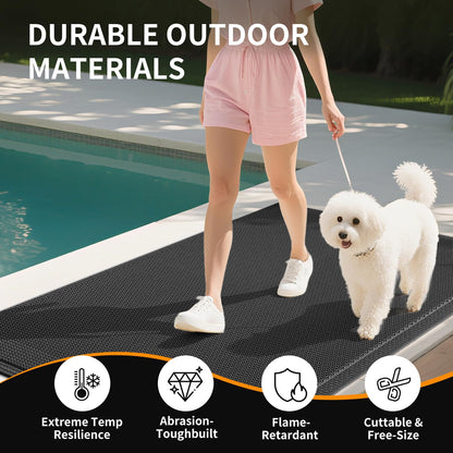 QiCaiJia Front Door Mat 20''x31'', Drainage Heavy Duty Dirt Trapping Non-Slip Doormats, Outdoor Rubber Floor Mats, Restaurant Commercial Kitchen Industral Pool Entrance Bar Wet Area, Black