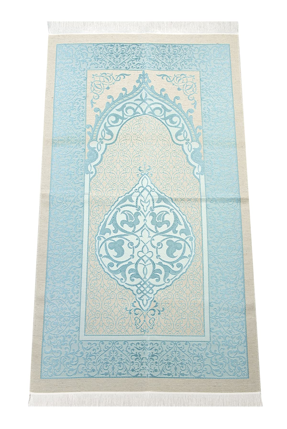 Muslim Prayer Rug and Prayer Beads with Elegant Gift Box | Janamaz | Sajadah | Soft Islamic Prayer Rug | Islamic Gifts Set | Prayer Carpet Mat, Taffeta Fabric, Blue