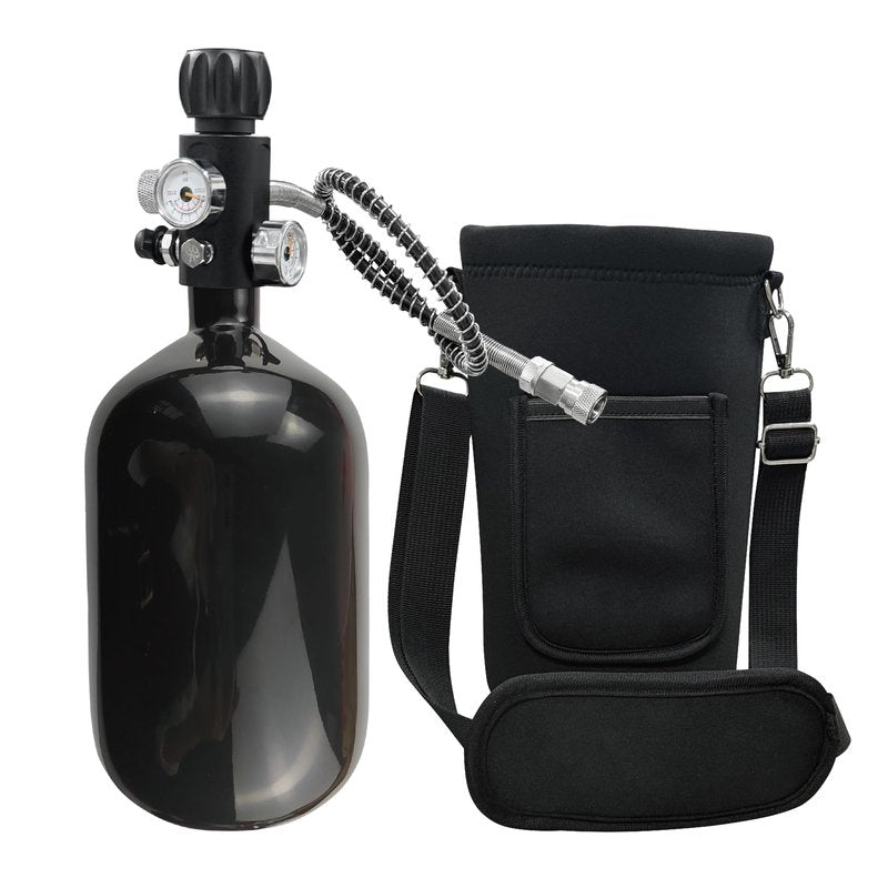 Orctac DOT 68ci PCP air Tank System,4500psi Black Carbon Fiber Paintball Tank,HPA Tank Paintball air Tank pcp Tank with 5/8-18UNF Thread Dual Gauge Valve and Tank Handbag