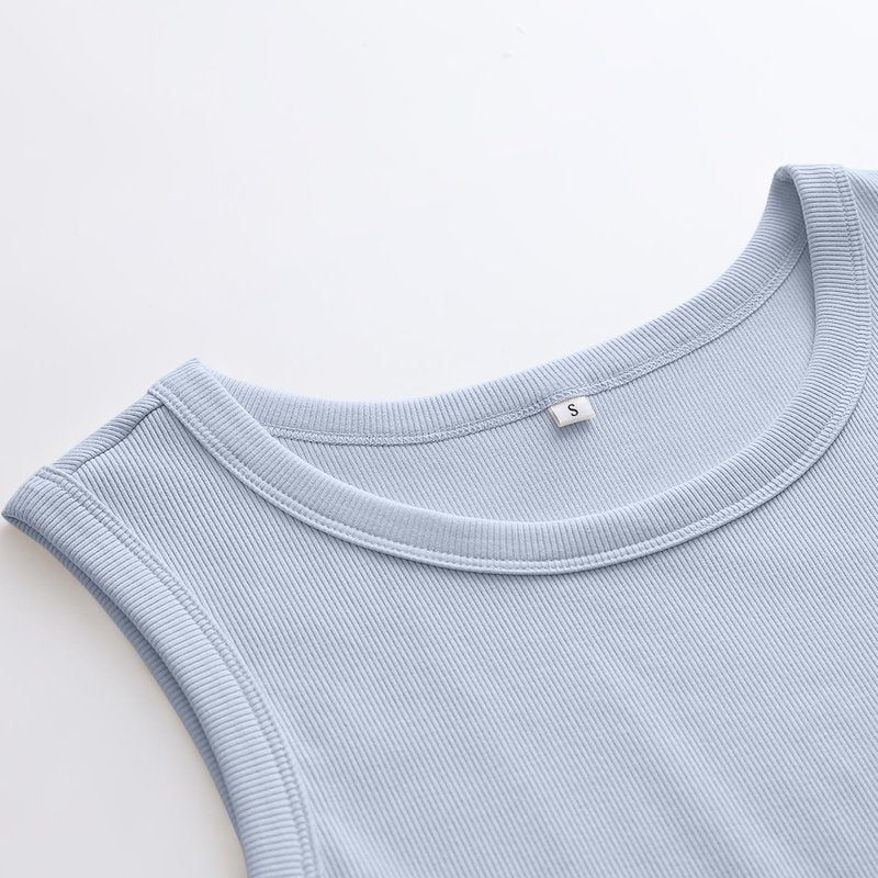 ANRABESS Womens Sleeveless High Neck Tank Tops Fashion Summer Casual Basic Slim Fit Ribbed Racerback Top Shirt Clothes Baby Blue-S